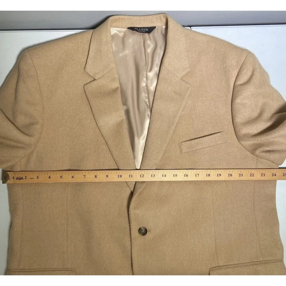 Jos A Bank 100% Camel Hair Sport Coat Mens 48R Blazer Jacket Tan Two Button VTG